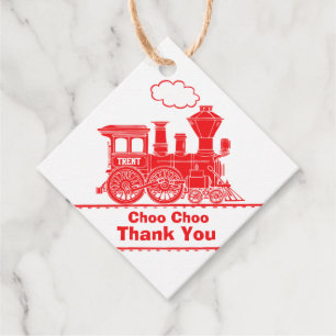 Boys name age train loco red white birthday thanks favour tags