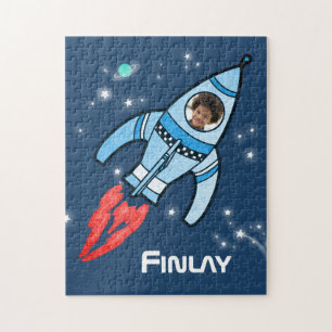 Boys name and photo rocket space kids jigsaw jigsaw puzzle