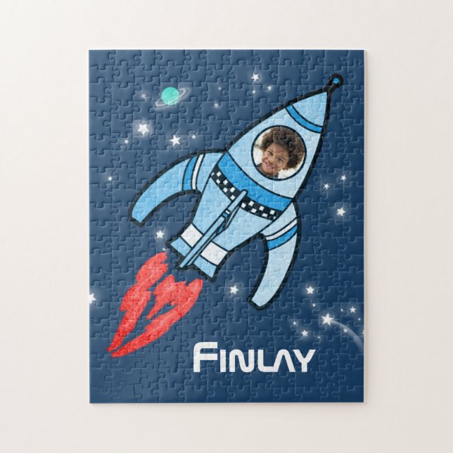 Boys name and photo rocket space kids jigsaw jigsaw puzzle (Vertical)