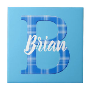 Boys Name Custom Plaid Letter B Ceramic Tile