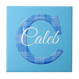 Boys Name Custom Plaid Letter C Ceramic Tile