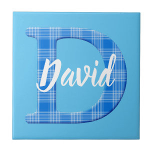 Boys Name Custom Plaid Letter D Ceramic Tile