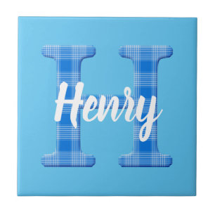 Boys Name Custom Plaid Letter H Ceramic Tile