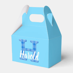Boys Name Custom Plaid Letter H Custom Blue Favour Box