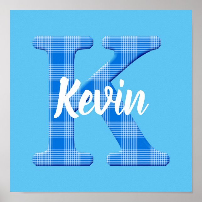 Boys Name Custom Plaid Letter K Poster (Front)