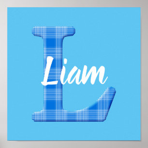 Boys Name Custom Plaid Letter L Poster