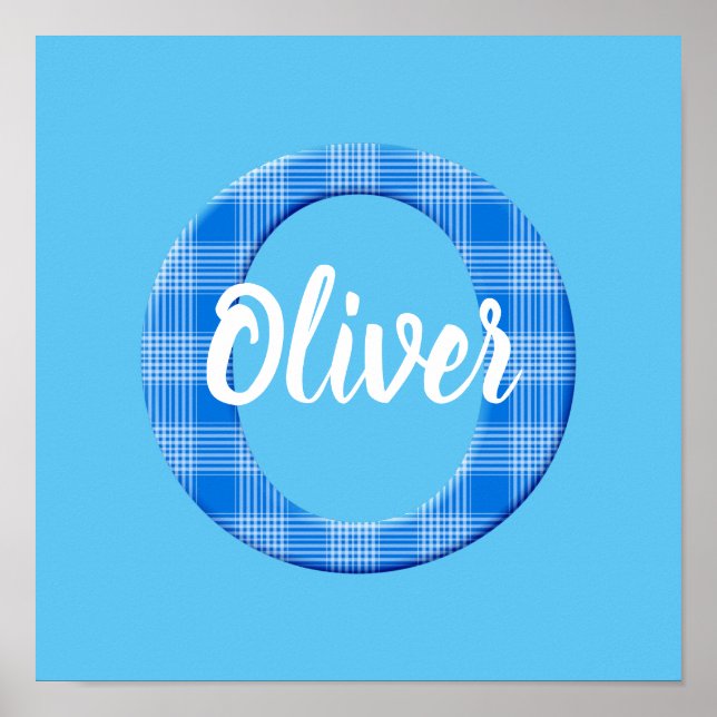 Boys Name Custom Plaid Letter O Poster (Front)