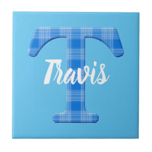 Boys Name Custom Plaid Letter T Ceramic Tile