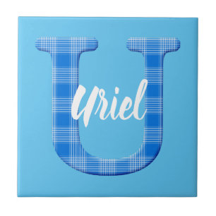 Boys Name Custom Plaid Letter U Ceramic Tile