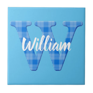 Boys Name Custom Plaid Letter W Ceramic Tile