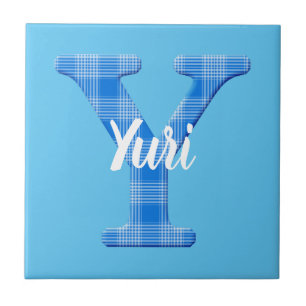 Boys Name Custom Plaid Letter Y Ceramic Tile