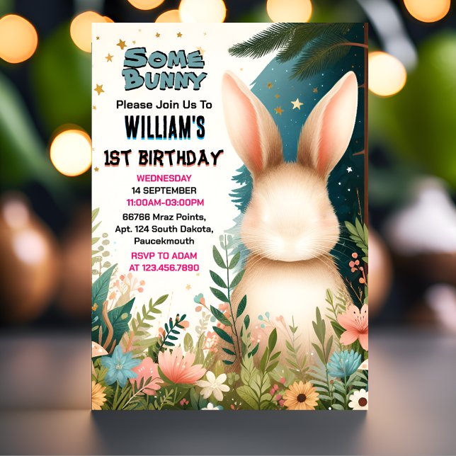 Boys Nature Some Bunny Is Turning One 1st Birthday Invitation (Creator Uploaded)