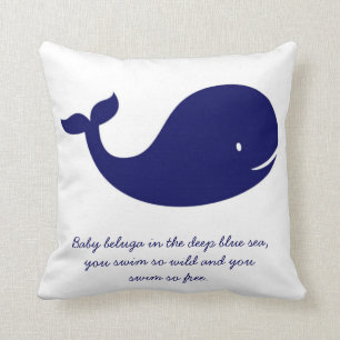 Boy's Navy Blue Ocean Theme Whale Pillow
