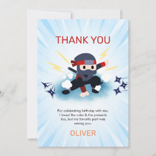 Boys Ninja Warrior Birthday Party Thank You cards 