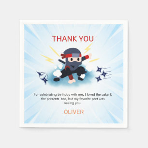 Boys Ninja Warrior Birthday Party Thank You cards  Napkin