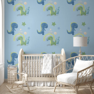 Boy's Nursery Dinosaurs at Play Peel & Stick Wallpaper