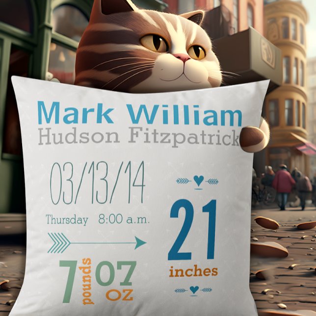 Boy's Nursery Room Baby Stat Arrow Pattern Cushion (Creator Uploaded)