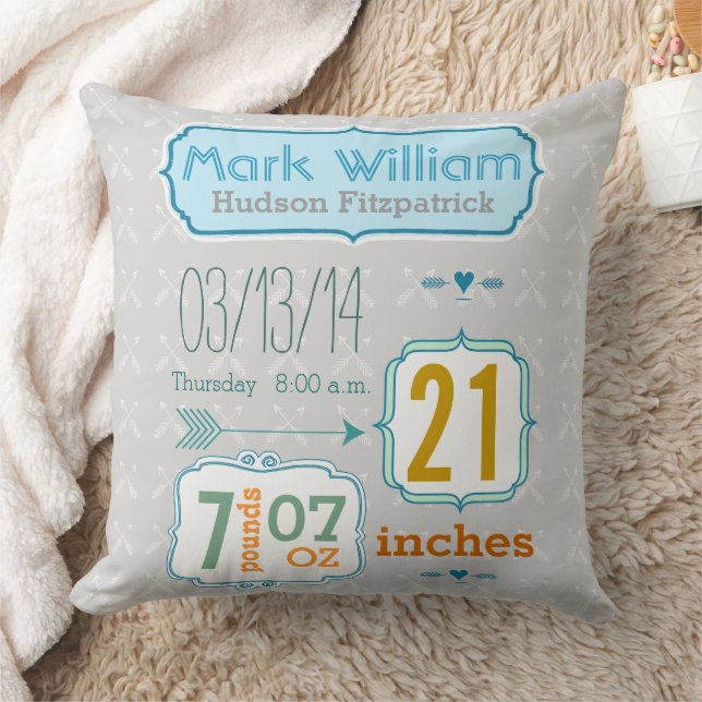 Boy's Nursery Room Baby Stat Arrow Pattern Cushion (Blanket)