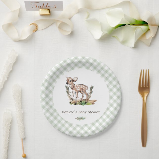 Boy's Oh Deer Woodland Baby Deer Baby Shower Paper Plate (Wedding)