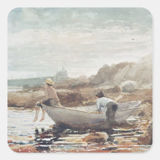 Boys on the Beach Square Sticker (Front)