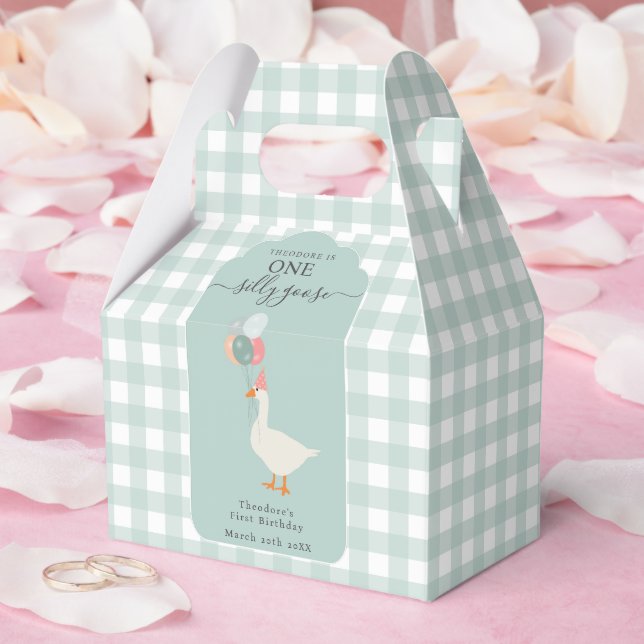 Boy's One Silly Goose 1st Birthday Party Favour Box (Wedding)