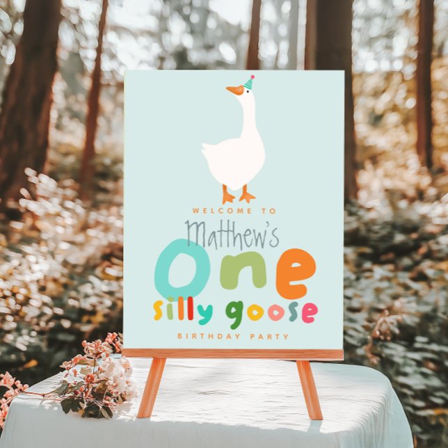 Boys One Silly Goose 1st Birthday Welcome Sign (Creator Uploaded)