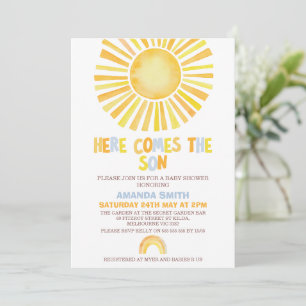 Boys Orange First Trip Around the Sun Baby Shower Invitation