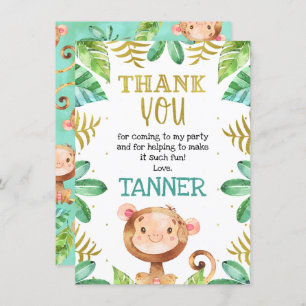 Boys our little Monkey Birthday Thank You Card