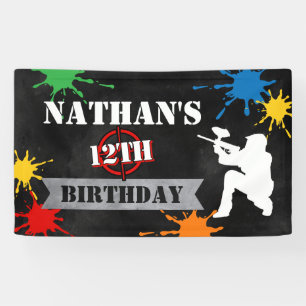 Boys Paintball Sports Birthday Party Banner