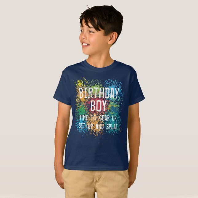 Boy's Paintball Tactical Birthday Party T-Shirt (Front Full)