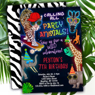 Boys Party Animals Birthday Invitation