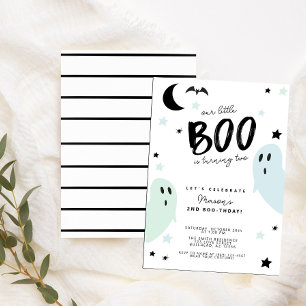 Boy's Pastel Little Boo Ghost Halloween Birthday Invitation