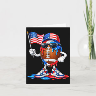 Boys Patriotic Football Ice Cream Drip Kids 4th Of Card