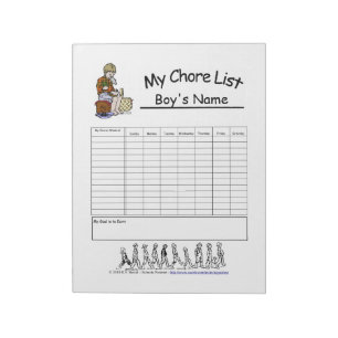 Boys Personalised Chore Chart Notepad