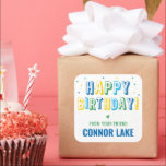 Boys Personalised Confetti Happy Birthday Square Sticker<br><div class="desc">These Boys Personalised Confetti Happy Birthday Square Sticker making wrapping gifts a breeze! Add to a bag or box for a perfect custom gift sticker.</div>