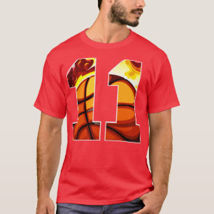 Boys Personalised Custom Number 11 Basketball Gift T-Shirt