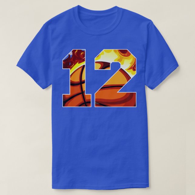 Boys Personalised Custom Number 12 Basketball Gift T-Shirt (Design Front)