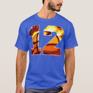 Boys Personalised Custom Number 12 Basketball Gift T-Shirt