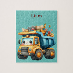 Boy's Personalised dump truck Jigsaw Puzzle