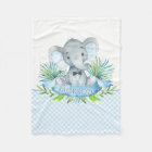 Boys Personalised Elephant Baby Blanket