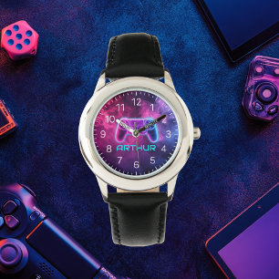 Boys Personalised Neon Gaming Controller Watch