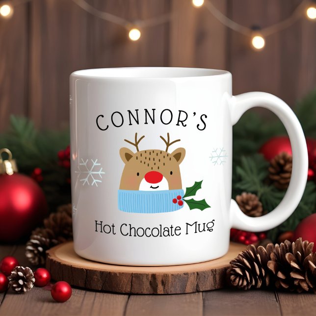 Boys Personalised Reindeer Hot Chocolate Mug (Creator Uploaded)