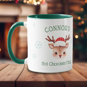 Boys Personalised Reindeer Hot Chocolate Mug