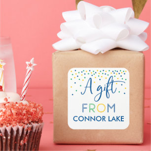 Boys Personalized Confetti Birthday Gift Stickers