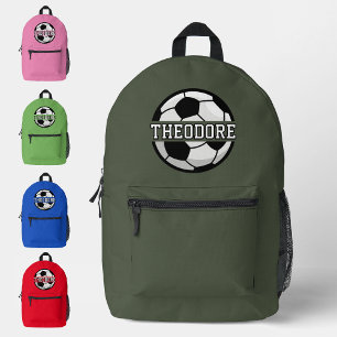 Boys Personalized Name Cool Green Soccer Football Printed Backpack