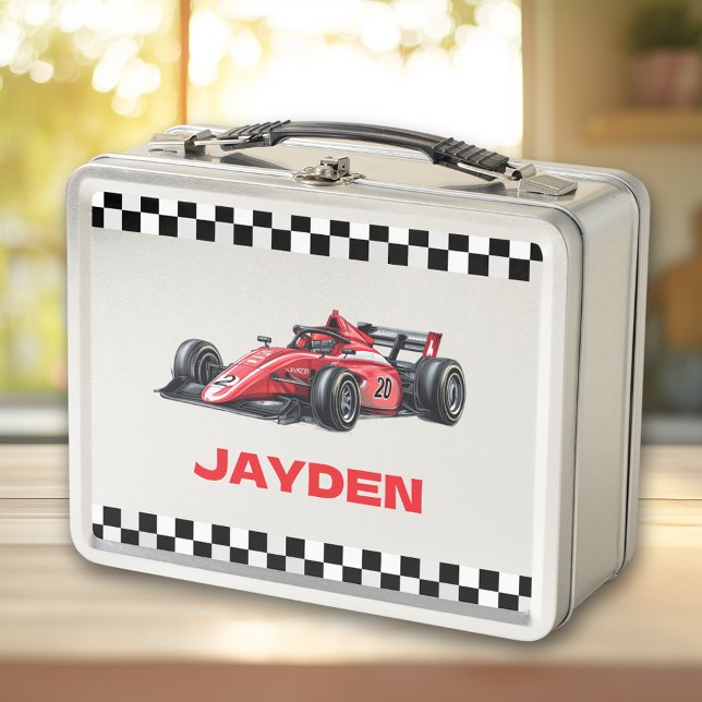Boys Personalized Name Red Racing Car Lunch Box (Creator Uploaded)