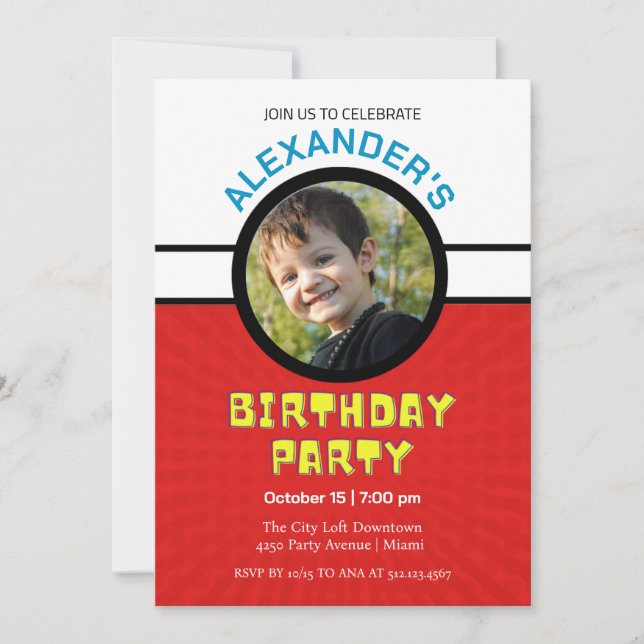 Boys Photo Superhero Birthday  Invitation (Front)