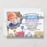 Boys Photo Transport Birthday Party Invitation