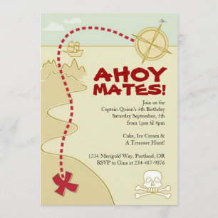 Boys Pirate Map & Pirate Ship Invitations