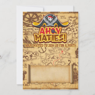 Boys Pirate Theme Birthday Party Invitations